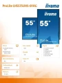 IIYAMA Monitor 54.6 cali ProLite LH5575UHS-B1AG 24/7,IPS,ANDROID.11,4K,500cd/m2,WiFi,3xHDMI,DP,Daisy/Chain,2xUSB,2x10W,RJ45,iiSignage2,FailOver,SDM,4G