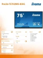 IIYAMA Monitor 75 cali ProLite TE7512MIS-B3AG,INFRARED,40pkt,IPS,4K, 24/7, 7H, WiFi,VGA, HDMI, USB-c, Bluetooth,metal,8ms, vesa, głośniki 2 x 16W