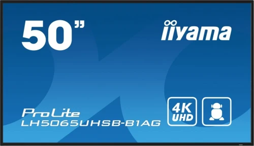 IIYAMA Monitor 50 cali LH5065UHSB-B1 AG, 24/7, VA, ANDROID 11, 4K, 800cd, iiSignage2, SDM, 2x HDMI, DP, 2x USB,2x 10W, RJ45, WiFi, 4/32GB, PION/POZIOM