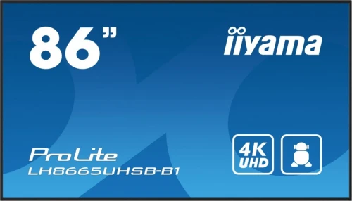 IIYAMA Monitor 86 cali LH8665UHSB-B1, 24/7, IPS, ANDROID 11, 4K, 800cd, iiSignage2, SDM, 2x HDMI, DP, 2x USB,2x 10W, RJ45, WiFi, 4/32GB, PION/POZIOM,